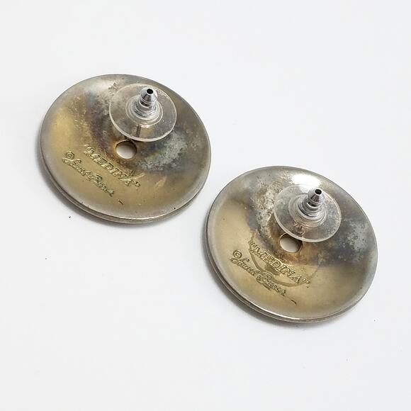 Laurel Burch "Medina" Disk Earrings, Modern Design, Gold Filled Posts, 1990s - Picture 4 of 9